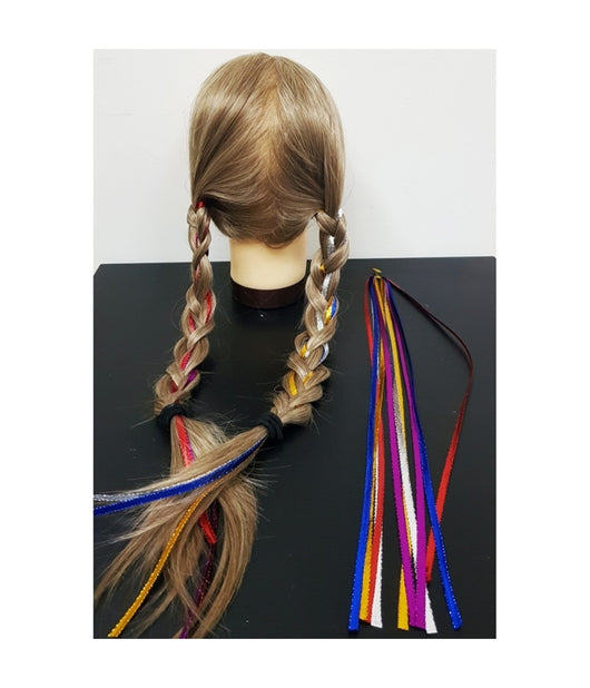 Set 20 Fili Colorati Fascia Extension Lunga 95cm Coda Codini Trecce Fermacapelli         