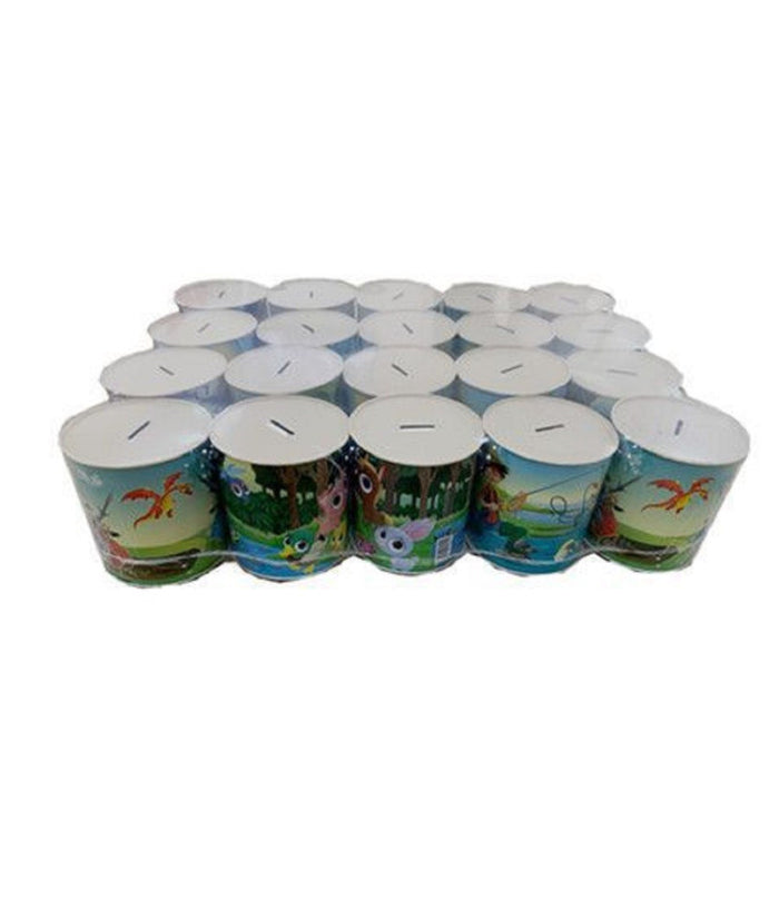 Set 20 Pezzi Salvadanai In Latta Porta Monete Banconote Soldi 11.5 X 12cm 560019         