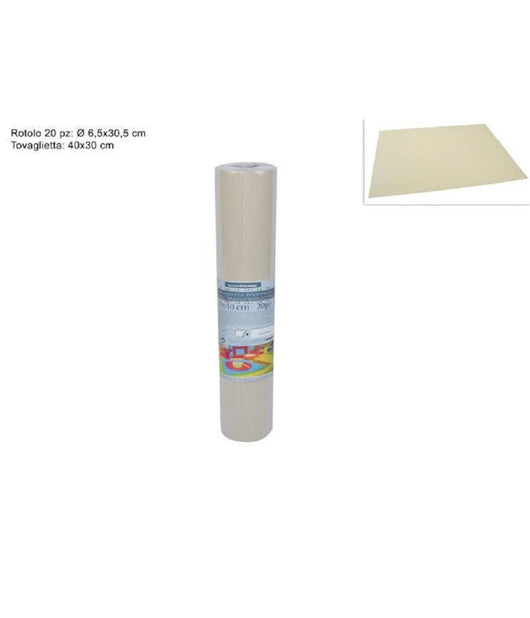 Set 20 Pezzi Tovagliette Tovaglie A Strappo Runner Tnt Rullo 30 X 40 Cm Beige         