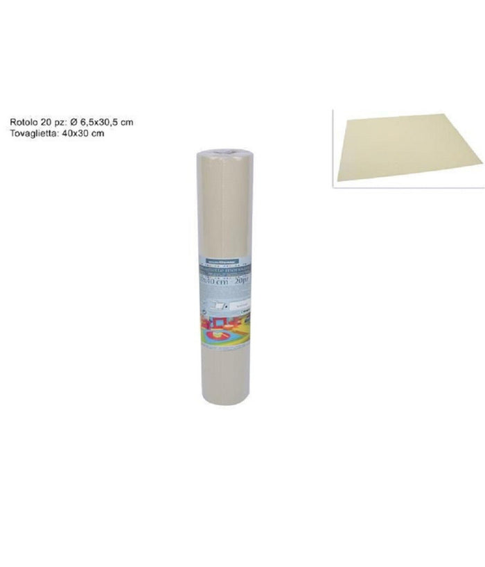 Set 20 Pezzi Tovagliette Tovaglie A Strappo Runner Tnt Rullo 30 X 40 Cm Beige         