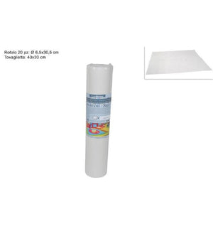 Set 20 Pezzi Tovagliette Tovaglie A Strappo Runner Tnt Rullo 30 X 40 Cm Bianco         