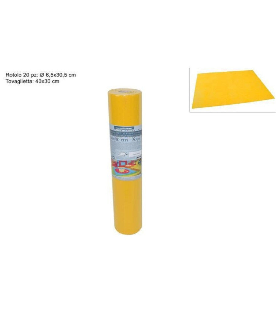 Set 20 Pezzi Tovagliette Tovaglie A Strappo Runner Tnt Rullo 30 X 40 Cm Giallo         