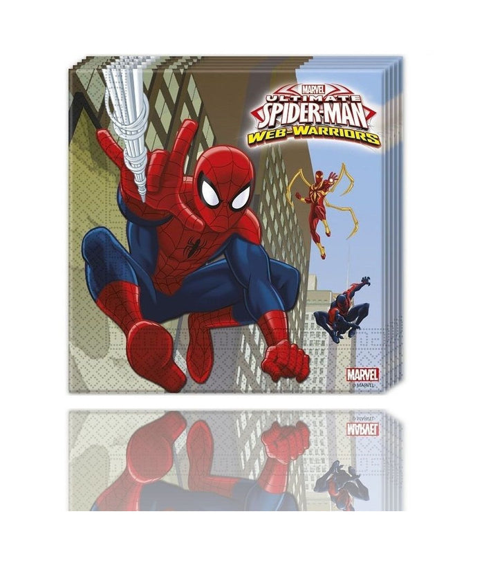 Set 20 Pezzi Tovaglioli Carta Usa E Getta Per Feste Spiderman Marvel Land 548         