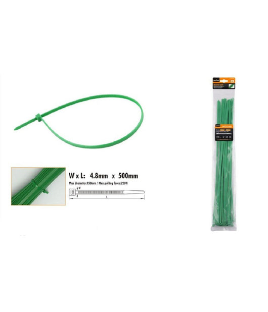 Set 20 Pz Fascette Cavi Cavo Verde Stringenti In Plastica Nylon 4.8x500mm 92401         