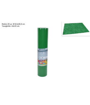 Set 20 Pz Tovagliette Tovaglie A Strappo Runner Tnt Rullo 30x40cm Verde Foresta         