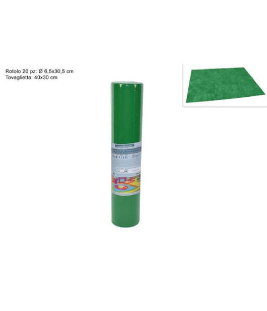 Set 20 Pz Tovagliette Tovaglie A Strappo Runner Tnt Rullo 30x40cm Verde Foresta         