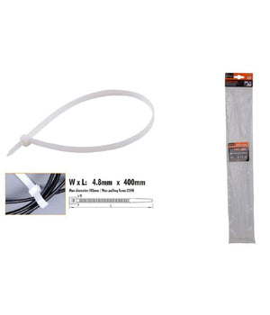 Set 20pz Fascette Cavi Cavo Bianco Stringenti In Plastica Nylon 4.8x400 Mm 92370         