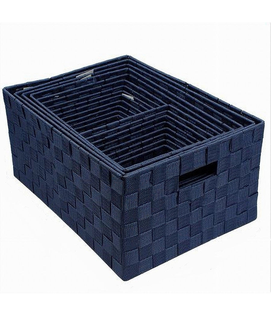 Set 21 Pezzi Box Scatola In Tessuto Porta Oggetti Organizer Con Manici Blu 79088         