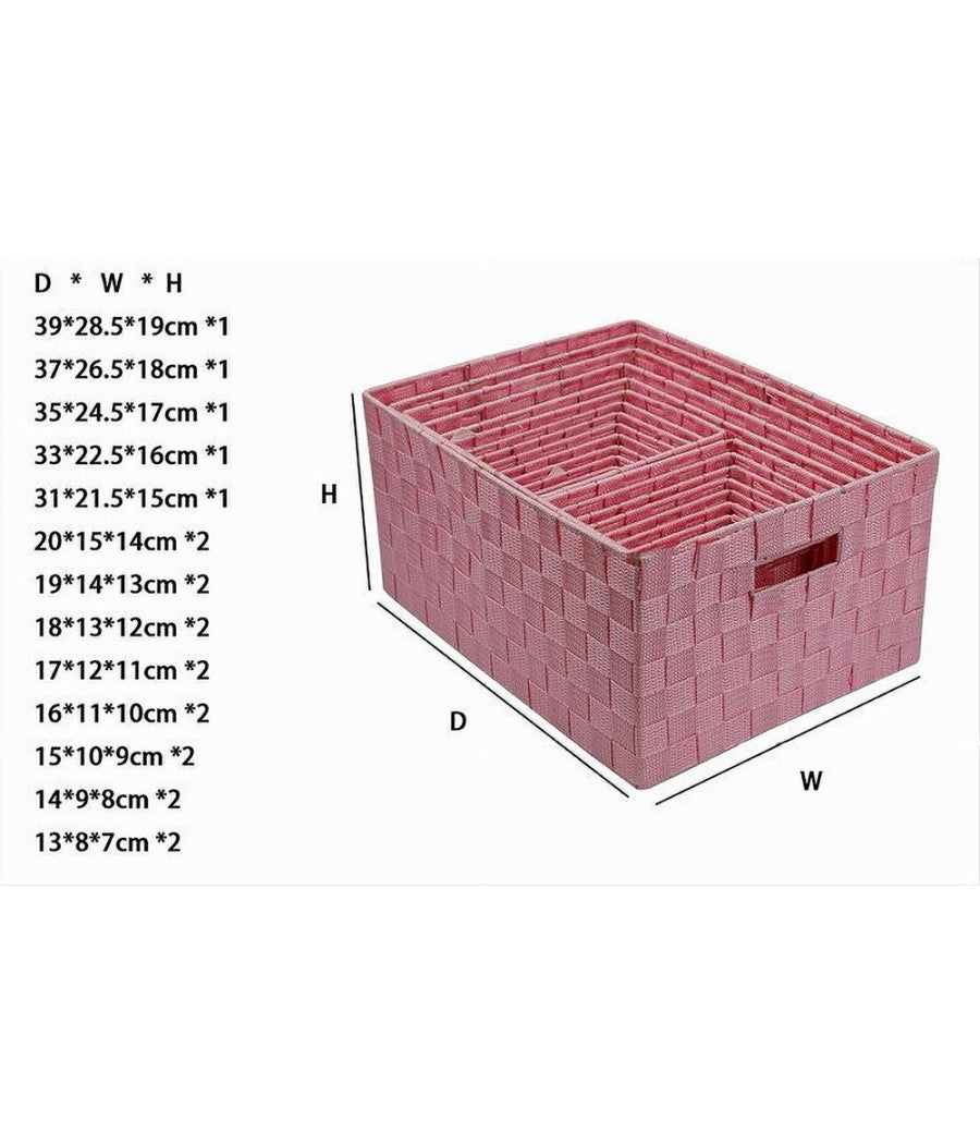 Set 21 Pezzi Box Scatola In Tessuto Portaoggetti Organizer Con Manici Rosa 79089         
