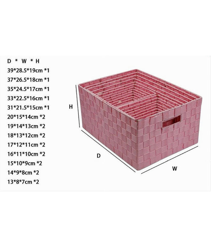 Set 21 Pezzi Box Scatola In Tessuto Portaoggetti Organizer Con Manici Rosa 79089         