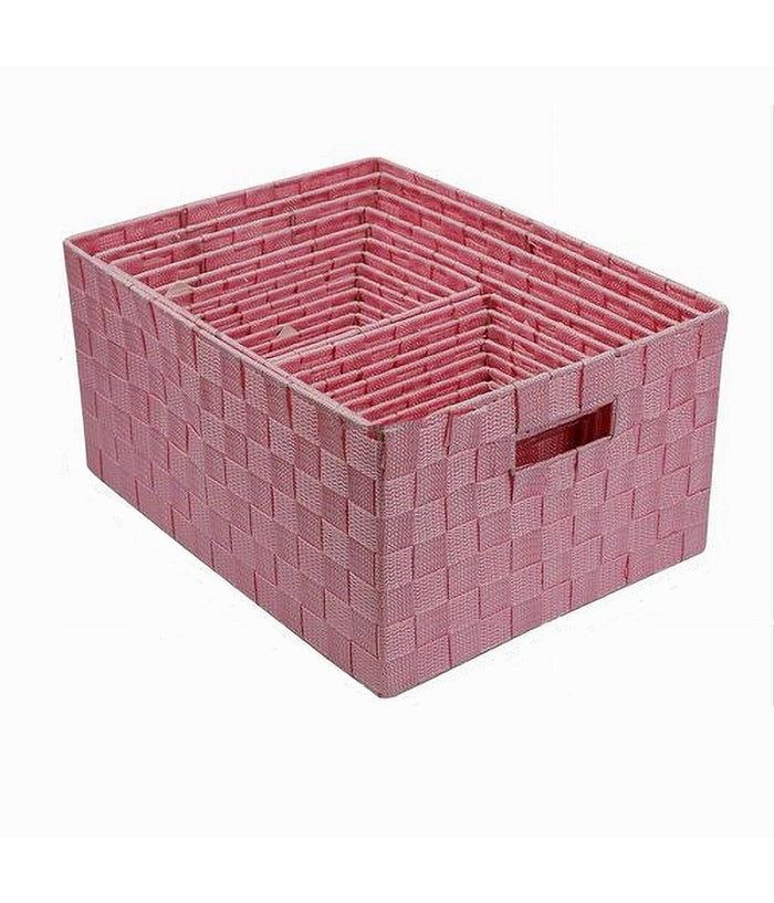 Set 21 Pezzi Box Scatola In Tessuto Portaoggetti Organizer Con Manici Rosa 79089         