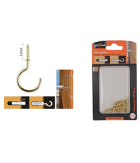 Set 21 Pezzi Vite A Gancio 1/2" 12mm Viti Autofilettanti Dorate Per Legno 90809         