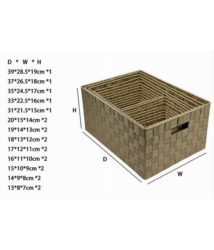 Set 21 Pz Box Scatola In Tessuto Porta Oggetti Organizer Con Manici Beige 79087         