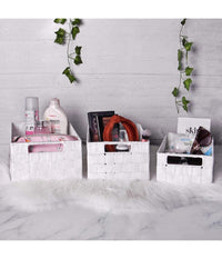 Set 21 Pz Box Scatola In Tessuto Portaoggetti Organizer Con Manici Bianco 79085         