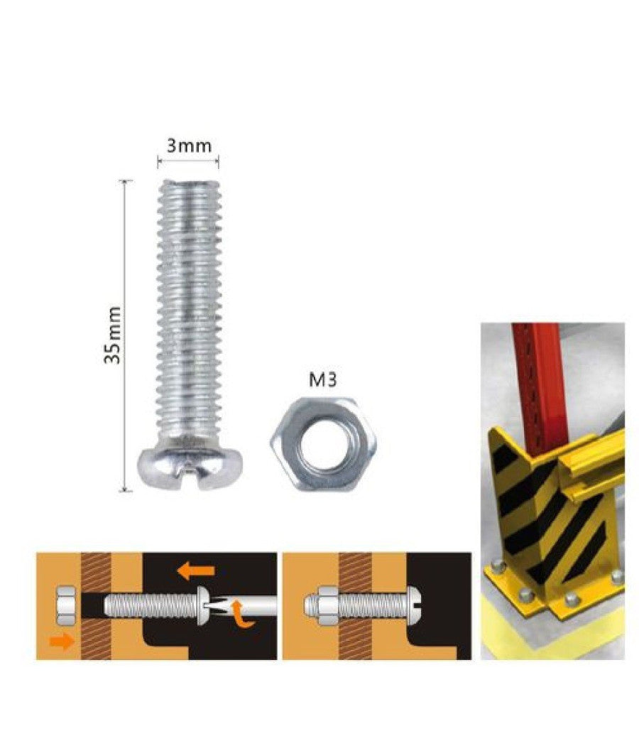 Set 21 Pz Viti Vite Testa A Croce Tonda 3x35 Mm Con Dadi Dado Esagonale M3 90957         
