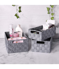 Set 21pz Scatola In Tessuto Portaoggetti Organizer Con Manici Grigio Chiaro 79084         