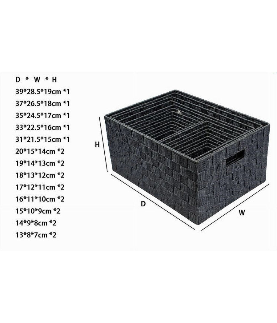 Set 21pz Scatola In Tessuto Portaoggetti Organizer Con Manici Grigio Scuro 79086         