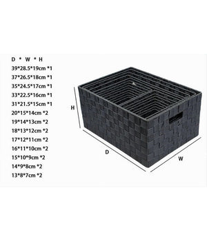 Set 21pz Scatola In Tessuto Portaoggetti Organizer Con Manici Grigio Scuro 79086         