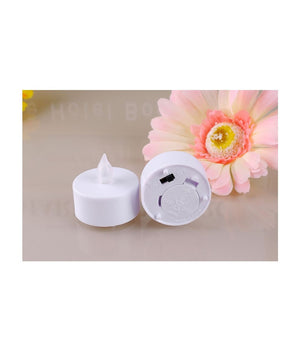 Set 24 Candele Fiamma Lumini Led Decorative A Batteria Votivi Luce Bianco Caldo         