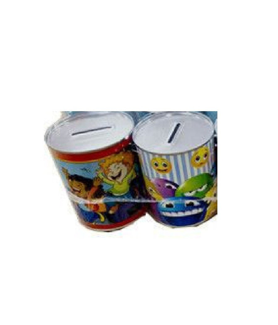 Set 24 Pezzi Mini Salvadanai In Latta Porta Monete Banconote Soldi 9x11cm 500039         