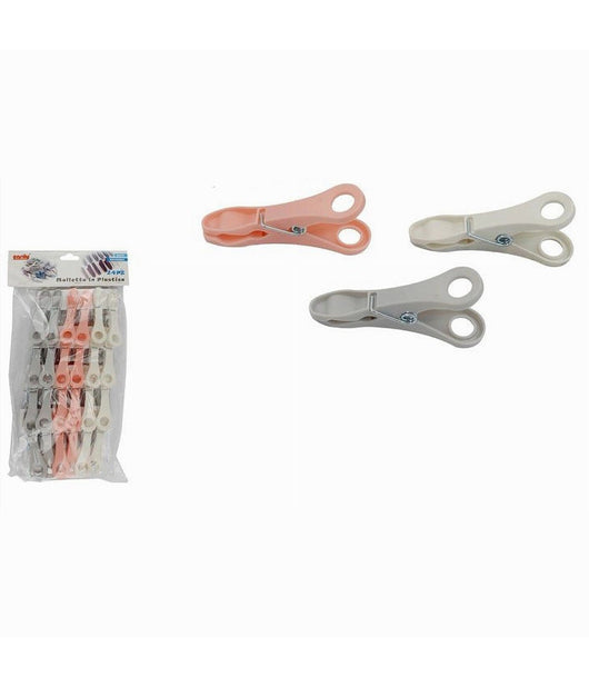 Set 24 Pezzi Mollette In Plastica Colorata Multiuso 8cm Pinze Bucato Panni 69537         