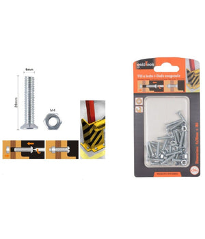 Set 24 Pezzi Viti Vite A Testa A Croce Piatta 4x20mm Con Dado Esagonale M4 90935         