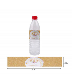 Set 24 Stickers Unicorno Oro Con Scritta Happy Birthday Auguri Adesivi Bimbo Bimba Festa         