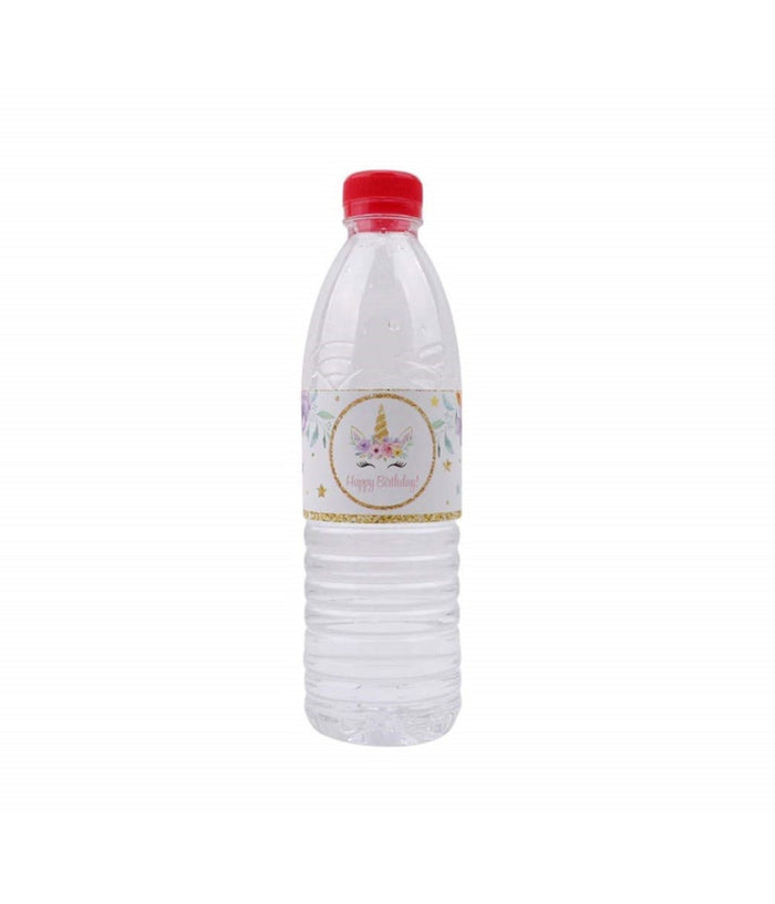 Set 24 Stickers Unicorno Oro Con Scritta Happy Birthday Auguri Adesivi Bimbo Bimba Festa         