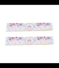 Set 24 Stickers Unicorno Oro Con Scritta Happy Birthday Auguri Adesivi Bimbo Bimba Festa         