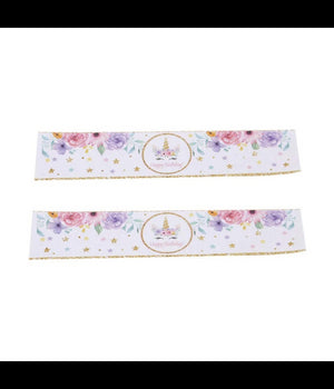 Set 24 Stickers Unicorno Oro Con Scritta Happy Birthday Auguri Adesivi Bimbo Bimba Festa         