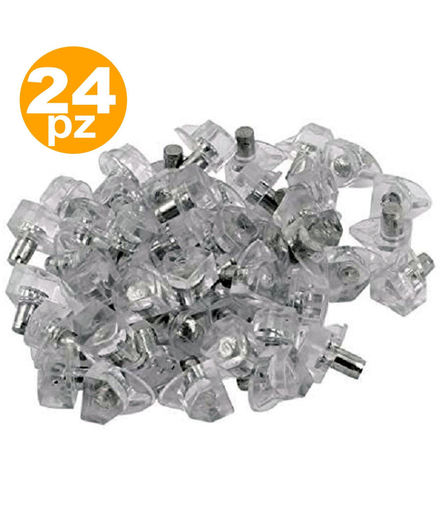 Set 24 Supporti Perno Per Mensole Reggimensola Pioli Morsetto Triangolare Trasparente         