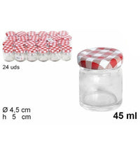 Set 24pz Contenitore Barattolo Tondo Vetro Con Coperchio Barattolini 45ml 103216         