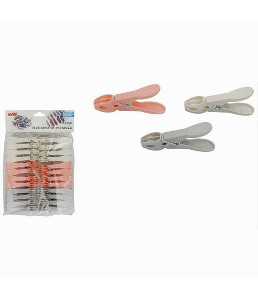 Set 24pz Mollette In Plastica Multiuso 8 Cm Pinze Bucato Panni Colori Vari 69539         