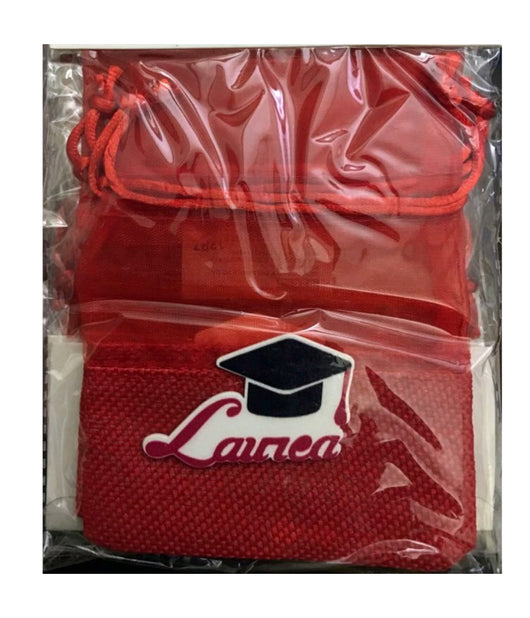 Set 24pz. Sacchetti Sacchetto Rosso Per Laurea Juta Bomboniera Portaconfetti         