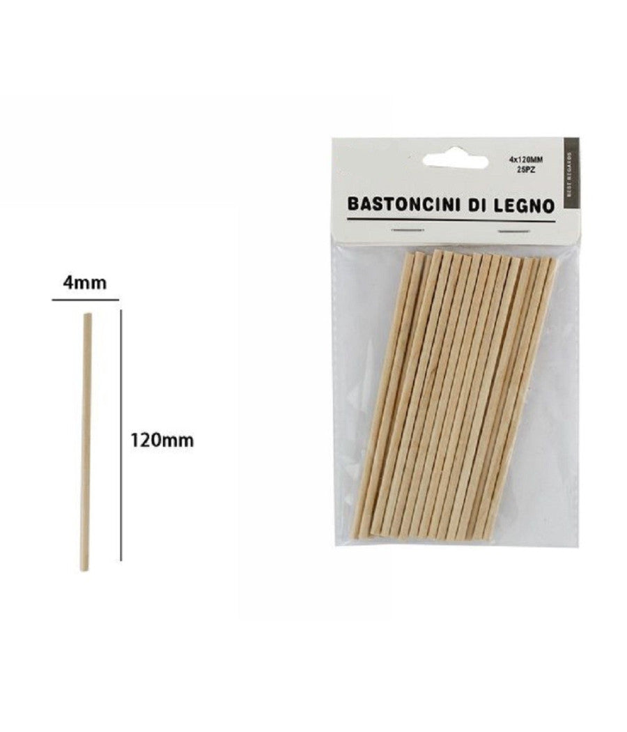 Set 25 Bastoncini In Legno Lavoretti Attività  Creative Stecchette 4x120mm 53862a         