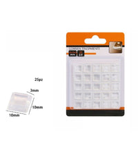 Set 25 Gommini Adesivi Protezione Pavimenti Trasparenti Quadrati 10x10x3mm 66091         