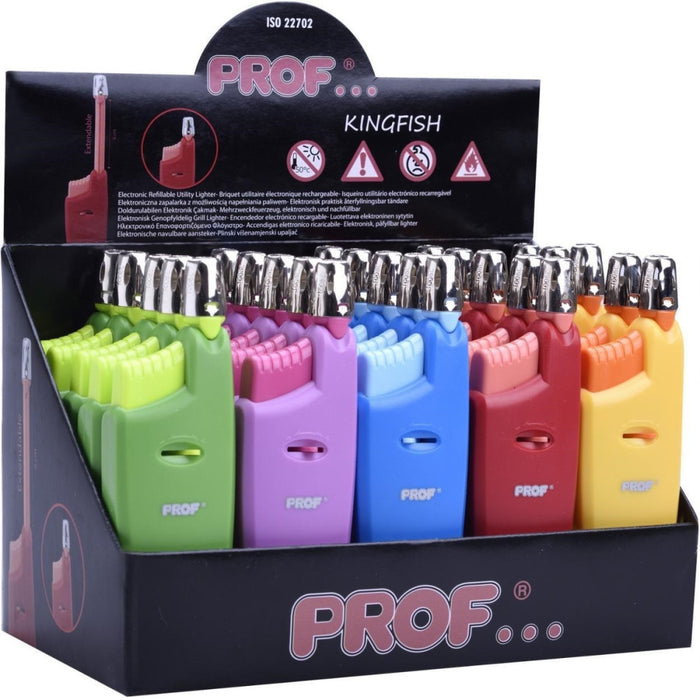 Trade Shop - Set 25 Pezzi Accendini Accendi Gas Kingfish Trendy Color Cucina Fornelli -