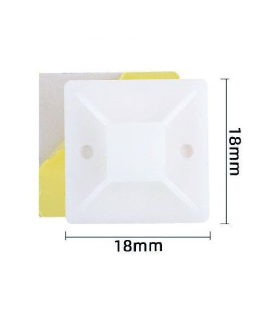 Set 25 Pezzi Basi Passante Per Fissaggio Fascette Supporto Adesivo 18x18mm 57188         