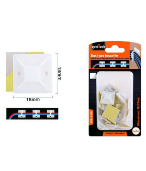 Set 25 Pezzi Basi Passante Per Fissaggio Fascette Supporto Adesivo 18x18mm 57188         