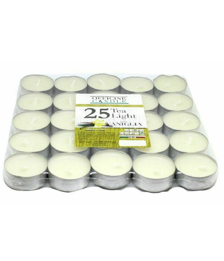 Set 25 Pezzi Candele Bianche Profumate Fragranza Alla Vaniglia Tealight Lumini         