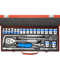 Set 25 Pezzi Chiavi A Bussola Con Cricchetto Socket 1/2" Accessori         