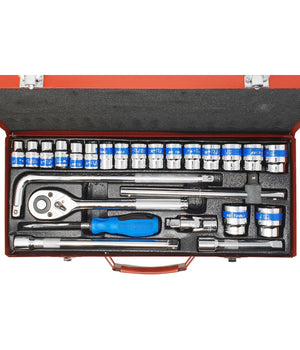 Set 25 Pezzi Chiavi A Bussola Con Cricchetto Socket 1/2" Accessori         