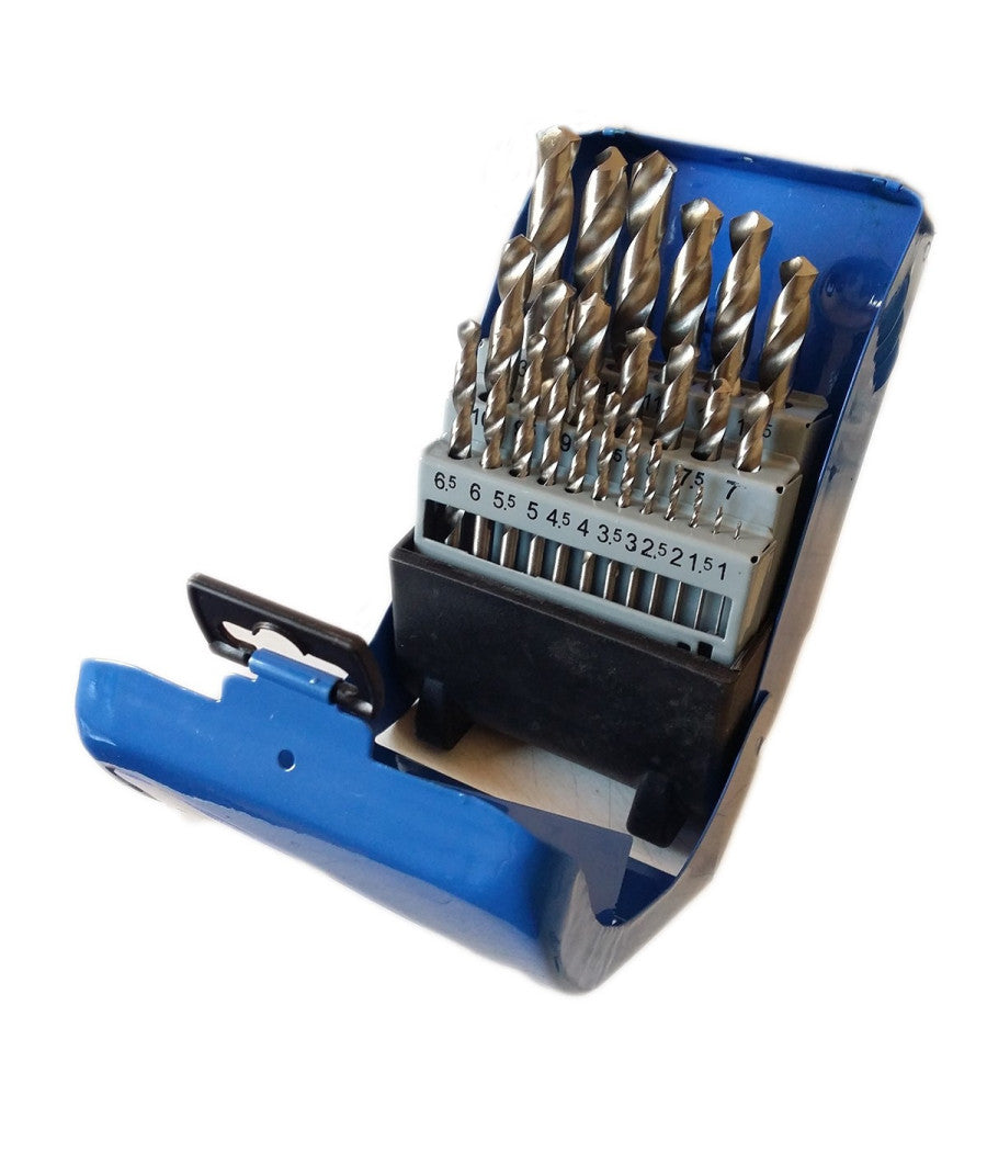 Set 25 Punte Per Trapano In Titanio Kit Punte Ferro Misure 1 A 13 Cm + Custodia         