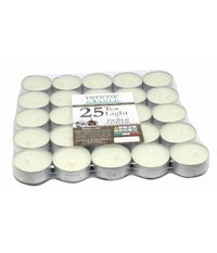 Set 25 Pz. Candele Bianche Profumate Fragranza Fiori Di Cotone Tealight Lumini         
