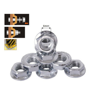 Set 25 Pz Dado Esagonale Flangiato Dadi Di Serraggio M6 Bulloni Vite 6mm 94923         