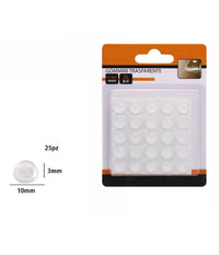 Set 25 Pz Gommini Adesivi Protezione Pavimenti Trasparenti Rotondi 10x3mm 66095         