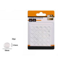 Set 25pz Gommini Adesivi Protezione Pavimenti Trasparenti Rotondi 10x3.5mm 66093         