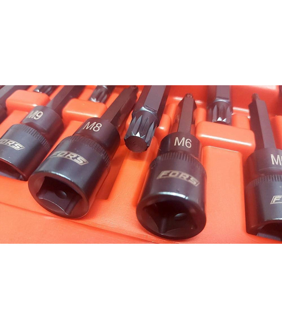 Set 26 Pezzi Chiavi A Bussola Inserti Millerighe Xzn 1/2" Da M5 A M16 Fs-43614         