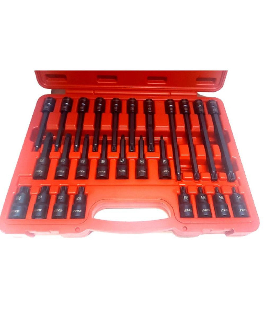 Set 26 Pezzi Chiavi A Bussola Inserti Millerighe Xzn 1/2" Da M5 A M16 Fs-43614         