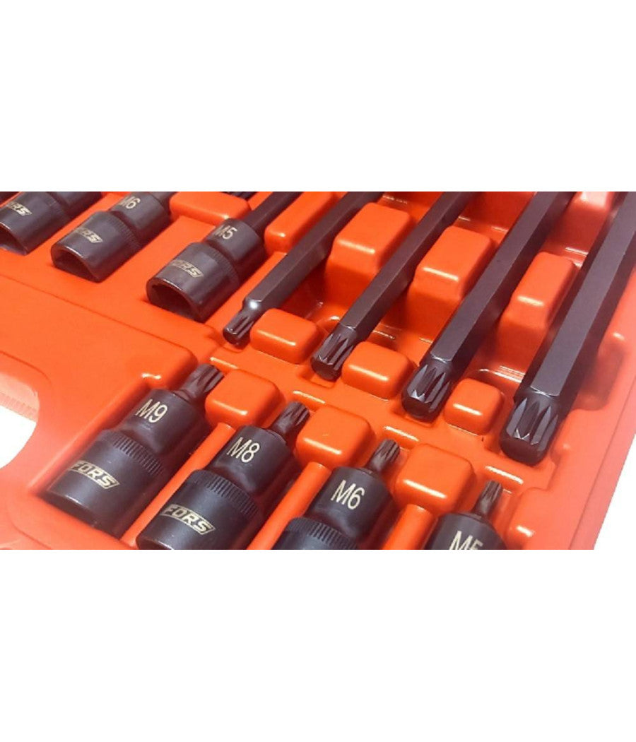 Set 26 Pezzi Chiavi A Bussola Inserti Millerighe Xzn 1/2" Da M5 A M16 Fs-43614         